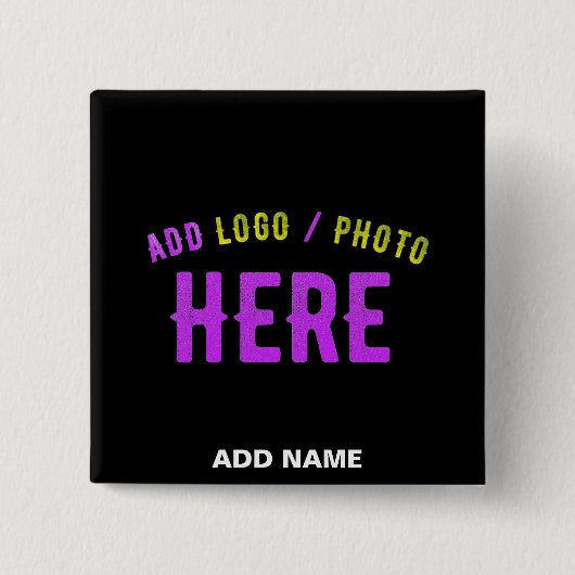 BADGE CARRÉ 5 CM MODERNE ET MODERNE PERSONNALISABLE NOIR VÉRIFIÉ (Devant)