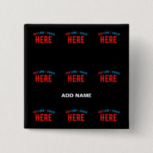 BADGE CARRÉ 5 CM MODERNE ET MODERNE PERSONNALISABLE NOIR VÉRIFIÉ