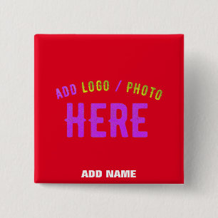 BADGE CARRÉ 5 CM MODERNE MODERNE PERSONNALISABLE ROUGE VÉRIFIÉ