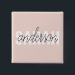 Badge Carré 5 Cm Moderne Pastel Rose Beauté Personnalisée Vous Nom<br><div class="desc">Moderne Pastel Rose Beauté Personnalisée Vous Nom</div>