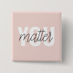 Badge Carré 5 Cm Moderne Pastel Rose Vous Comptez Inspiration Citat
