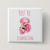 Badge Carré 5 Cm Moderne Vous Flamazirez Beauté Flamant rose rose (Devant)