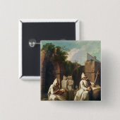 Badge Carré 5 Cm Moines Carthusian dans la méditation (Devant & derrière)