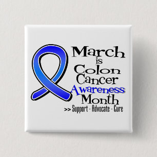 Badge Carré 5 Cm Mois de conscience de cancer du colon de mars