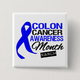 Badge Carré 5 Cm Mois de conscience de cancer du colon de ruban