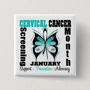 Badge Carré 5 Cm Mois de dépistage du cancer du col de l'utérus d