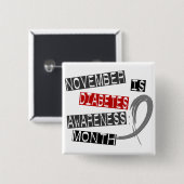 Badge Carré 5 Cm Mois L1 de conscience de diabète (Devant & derrière)