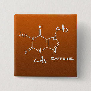 Badge Carré 5 Cm Molécule de Caffiene (constitution chimique)