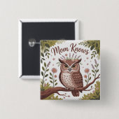 Badge Carré 5 Cm Mom Knows (Devant & derrière)