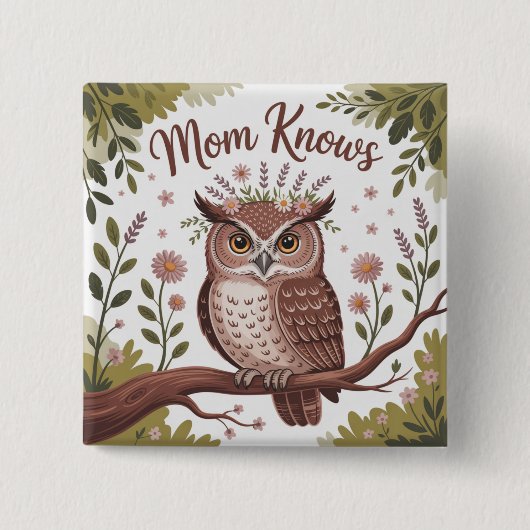 Badge Carré 5 Cm Mom Knows (Devant)