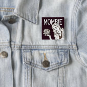 Badge Carré 5 Cm Mombie Retro Zombie (En situation)