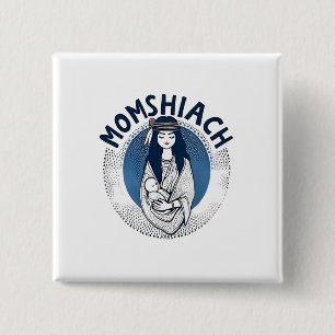 Badge Carré 5 Cm Momhiach Juif Hanoukka 2025 Maman Juif