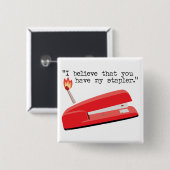 Badge Carré 5 Cm Mon agrafeuse rouge (Devant & derrière)