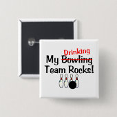 Badge Carré 5 Cm Mon Bowling (Boire) Team Rocks (Devant & derrière)