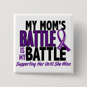 Badge Carré 5 Cm Mon de bataille Cancer pancréatique de maman trop