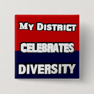 Badge Carré 5 Cm Mon district célèbre la diversité Carré rouge et b