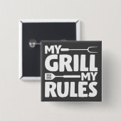 Badge Carré 5 Cm Mon Grill Mes règles (Devant & derrière)