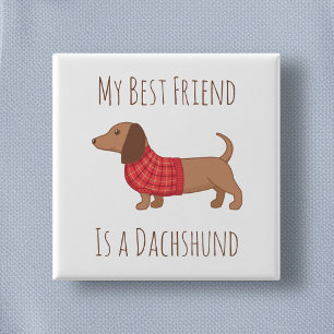Badge Carré 5 Cm Mon meilleur ami Dachshund Wiener Chien Sweat roug