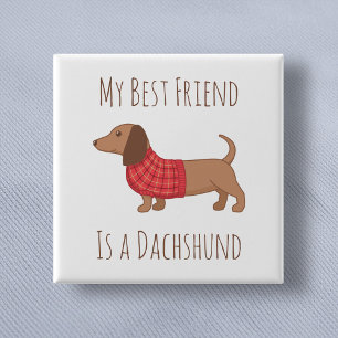 Badge Carré 5 Cm Mon meilleur ami Dachshund Wiener Chien Sweat roug