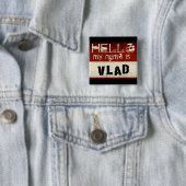 Badge Carré 5 Cm Mon nom est Vlad Button (En situation)