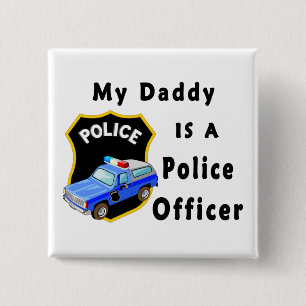 Badge Carré 5 Cm Mon papa est un policier