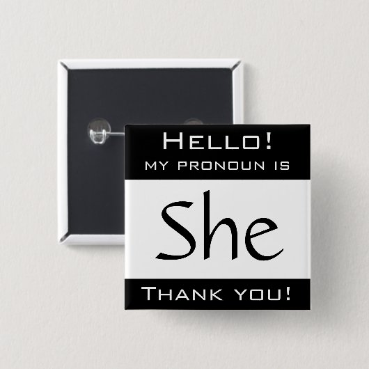Badge Carré 5 Cm Mon pronom est ELLE (Devant & derrière)