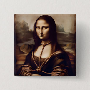 Badge Carré 5 Cm Mona Lisa en cordes fan de Shibari