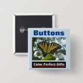 Badge Carré 5 Cm Monarque jaune promotionnel (Devant & derrière)