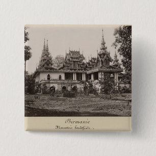Badge Carré 5 Cm Monastère de Teik Kyaung, île d'orteil de ka