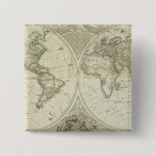 Badge Carré 5 Cm Monde composite ou globe terrestre