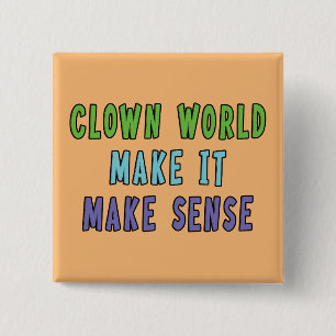 Badge Carré 5 Cm Monde de Clowns