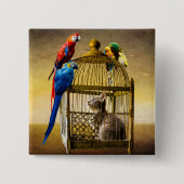 Badge Carré 5 Cm Monde de la cage dorée (Devant)