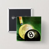 Badge Carré 5 Cm Monde en boule de cue (Devant & derrière)