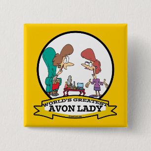BADGE CARRÉ 5 CM MONDE LE PLUS GRAND AVON LADY WOMEN CARTOON