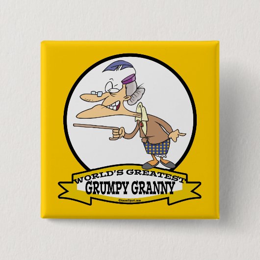 BADGE CARRÉ 5 CM MONDE LE PLUS GRAND GRUMPY GRANNY CARTOON (Devant)