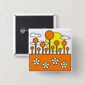 Badge Carré 5 Cm Monde Orange (Devant & derrière)