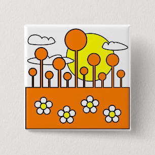 Badge Carré 5 Cm Monde Orange