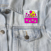 Badge Carré 5 Cm Monde rose (En situation)