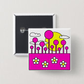 Badge Carré 5 Cm Monde rose (Devant & derrière)