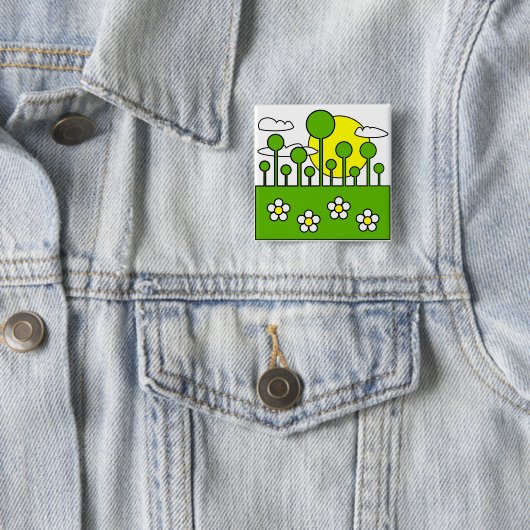 Badge Carré 5 Cm Monde vert (En situation)