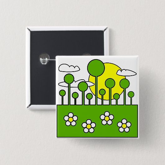 Badge Carré 5 Cm Monde vert (Devant & derrière)