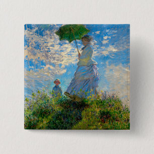 Badge Carré 5 Cm Monet Femme Parasol Impressionnisme