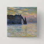 Badge Carré 5 Cm Monet - Le Manneport, Falaise à Etretat, coucher d<br><div class="desc">Le Manneport,  Cliff à Etretat,  Sunset / Etretat,  couchant soleil - Claude Monet en 1883</div>