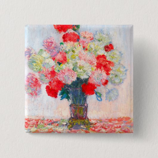Badge Carré 5 Cm Monet Peonies (Devant)