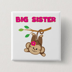 Badge Carré 5 Cm Monkey Big Sister