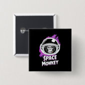 Badge Carré 5 Cm Monkey Space (Devant & derrière)