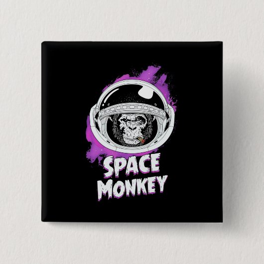 Badge Carré 5 Cm Monkey Space (Devant)