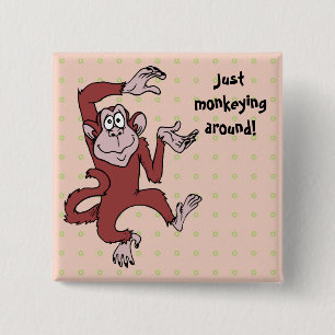 Badge Carré 5 Cm Monkeying Around