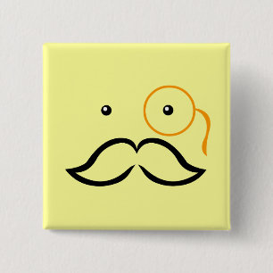 Badge Carré 5 Cm Monocle et moustache