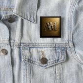 Badge Carré 5 Cm Monogram AM Brushed Gold Metal Design (En situation)